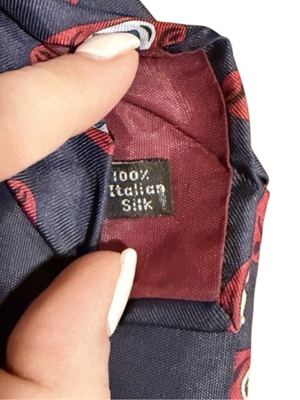 Halston Italian Silk Tie Navy Medallion Mod Print Vintage 1970s Studio 54 - Picture 5 of 6